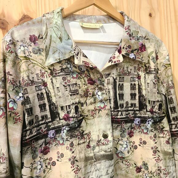 Impulse California Lightweight Button Jacket City Floral Print Wearable Arts - L - Picture 2 of 11